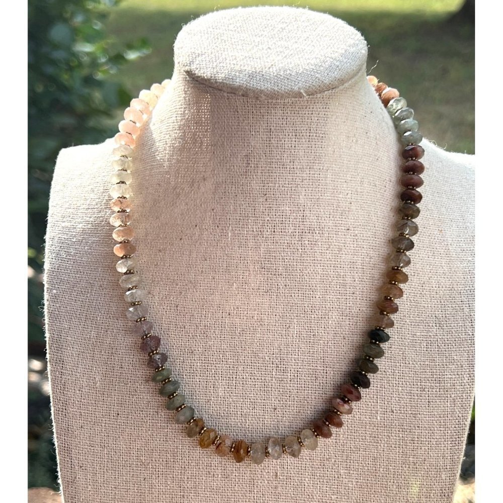 Brown Ombre Faceted Agate Necklace -- 16"